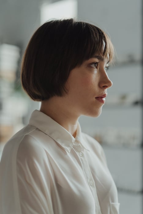 Woman in White Dress Shirt