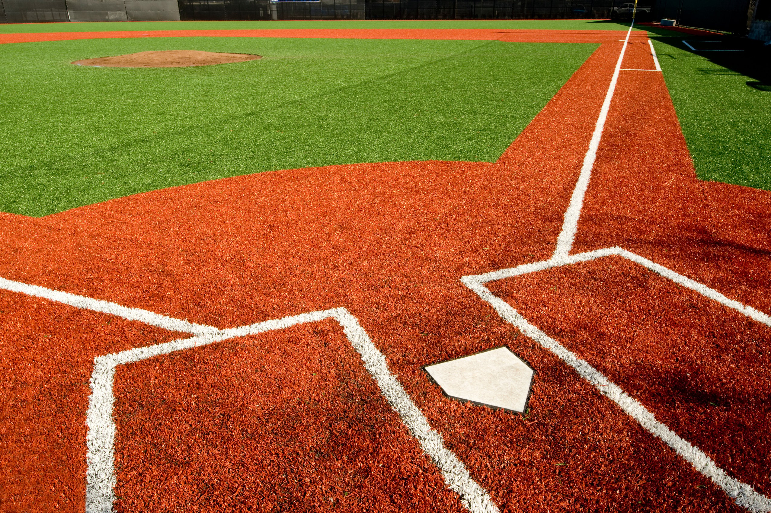 Closeup of empty baseball field